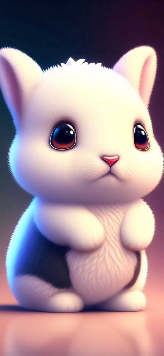 rabbit, animal, cute, fluffy, white, 3d, art