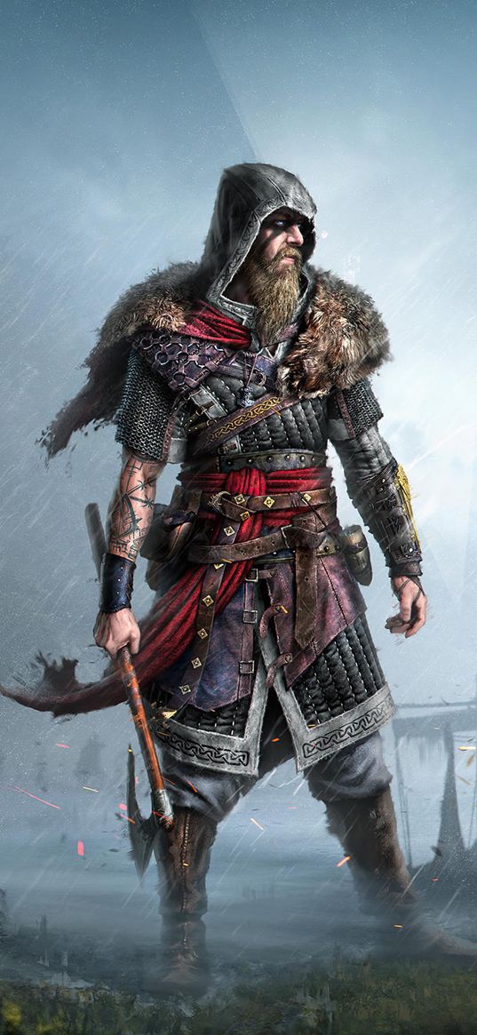 viking, pathfinder, character, axe, fight, beard