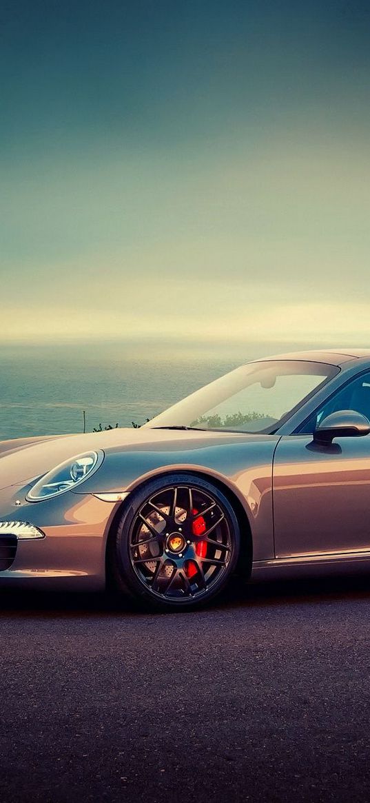 porsche, beautiful, asphalt, sunset, 911