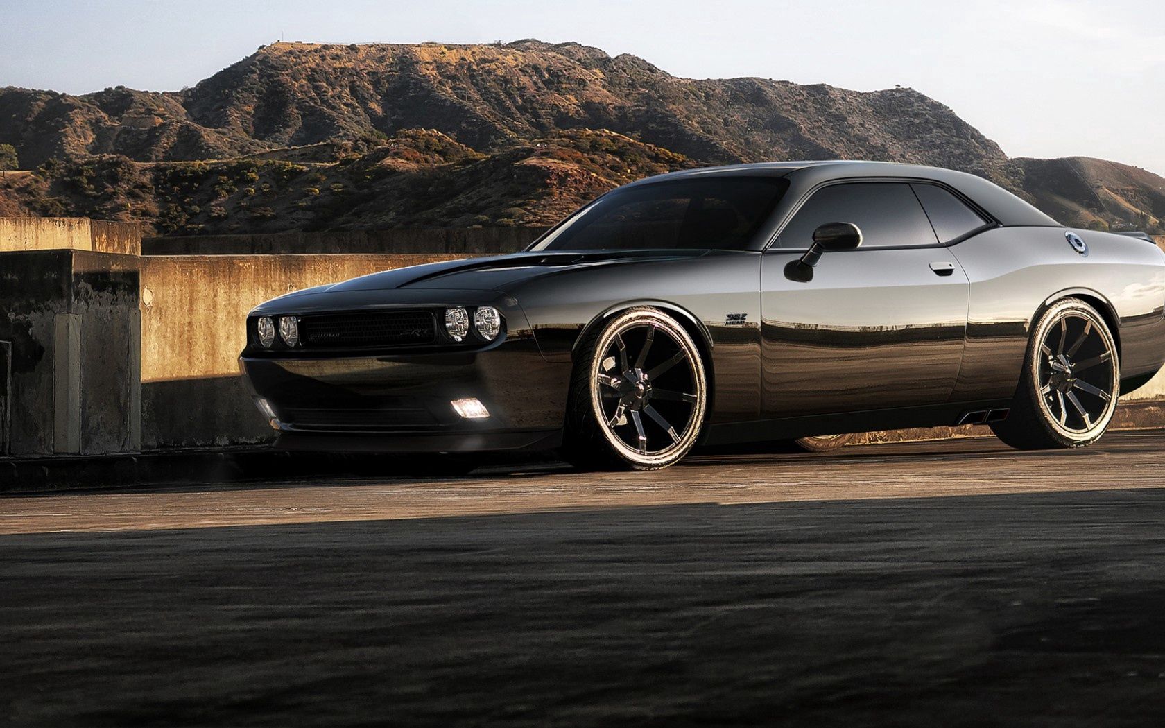 mountains, sky, road, srt8, challenger, black