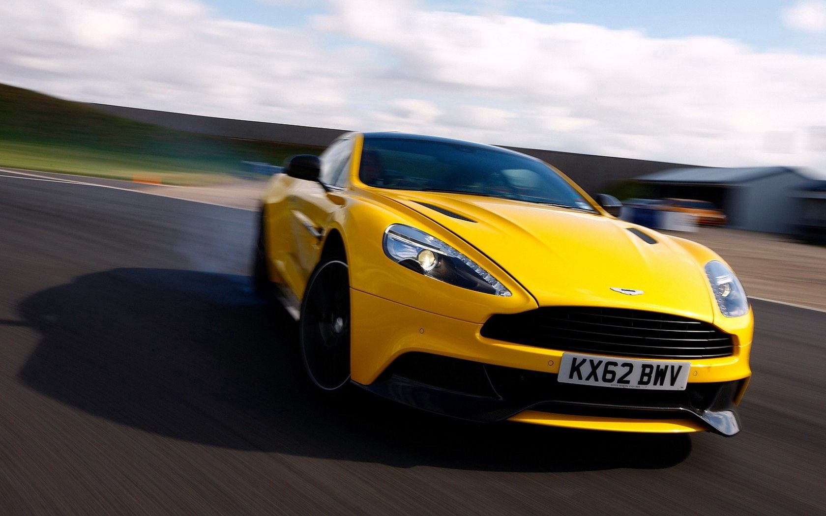 supercar, yellow, road, speed, blur, limber, aston martin