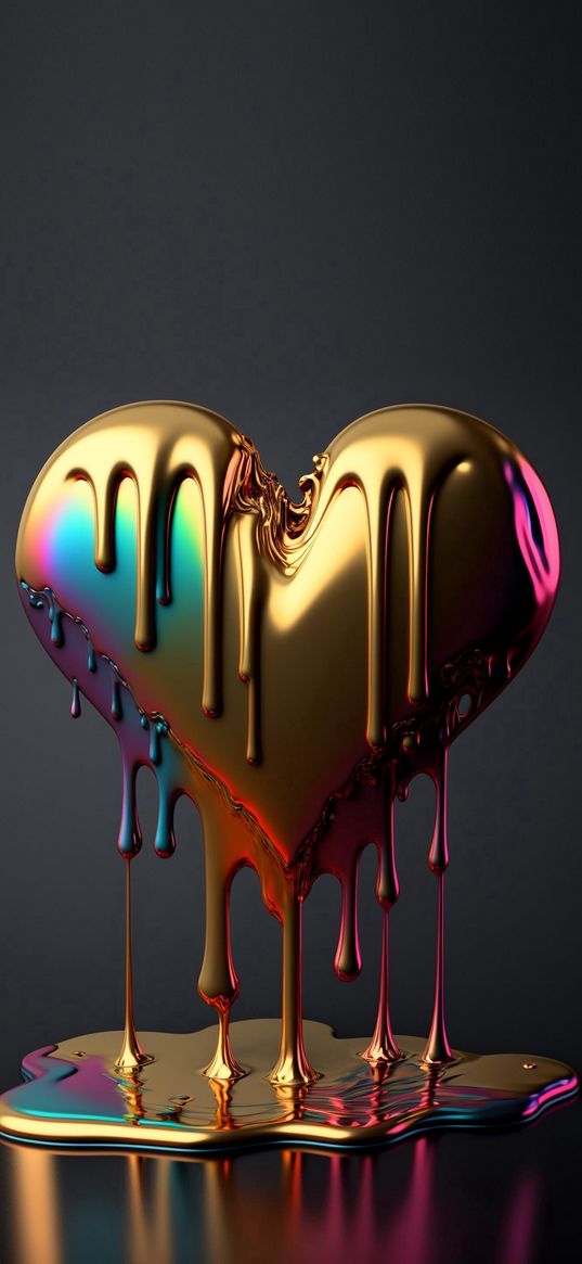 heart, liquid, drops, puddle, colored, 3d, art