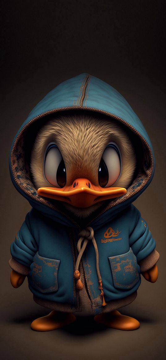 duck, hood, jacket, dark