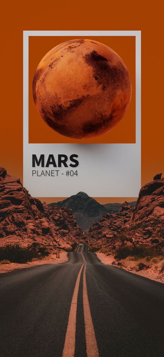 mars, planet, card, pantone, road