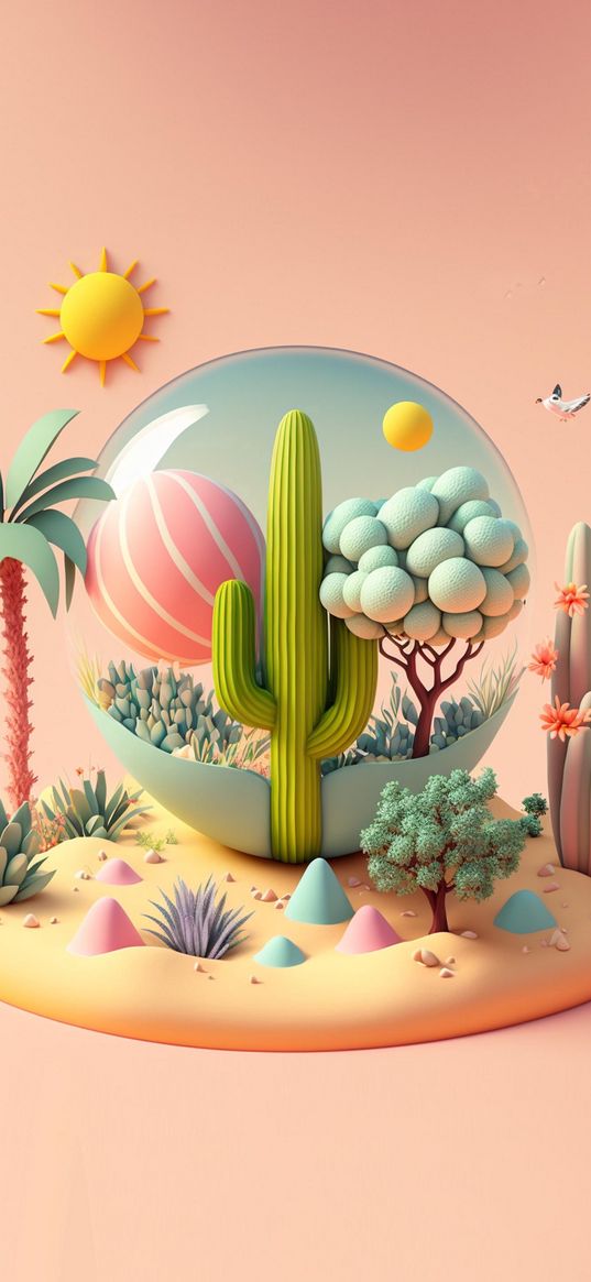 plants, picture, trees, cactus, palm, succulent, art