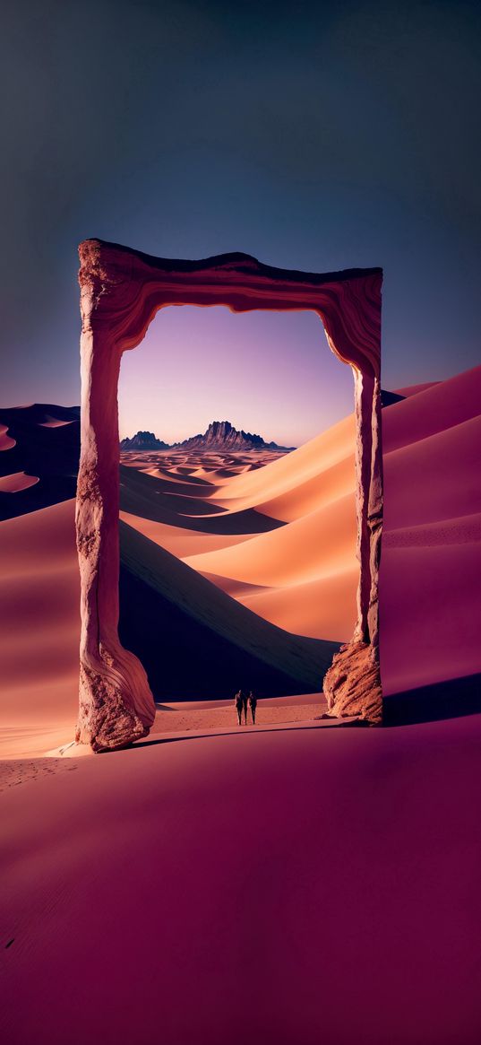 desert, sands, people, portal