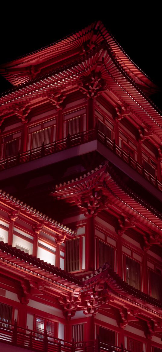 pagoda, building, architecture, night, red