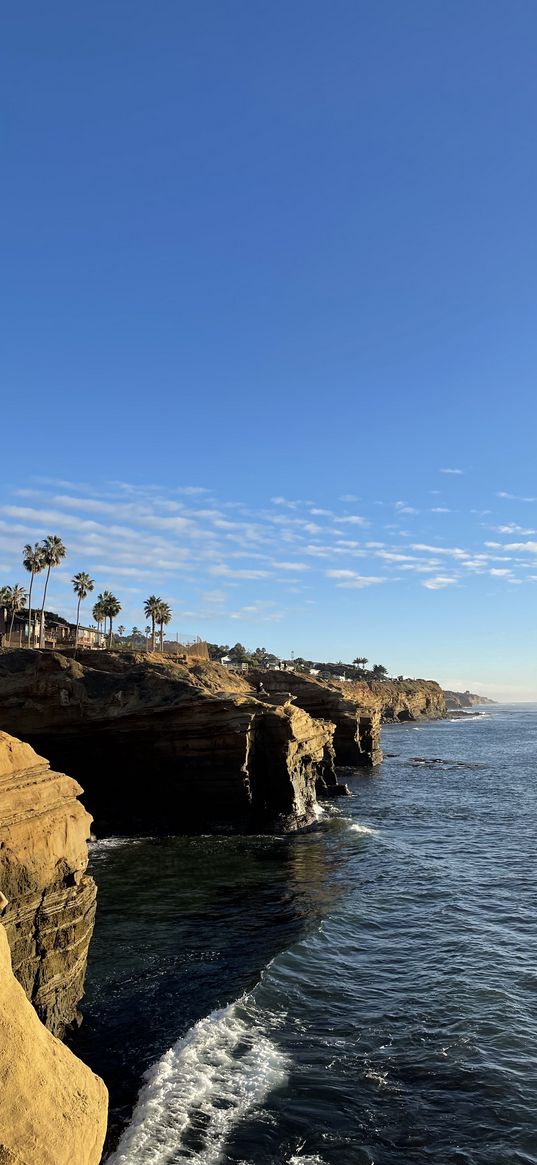 sunset, cliffs, san diego, rocks, sea