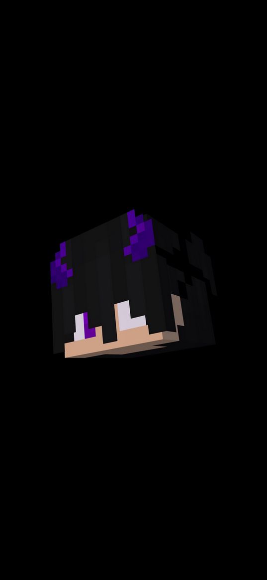 minecraft, purple, black wallpaper, games, player, dark