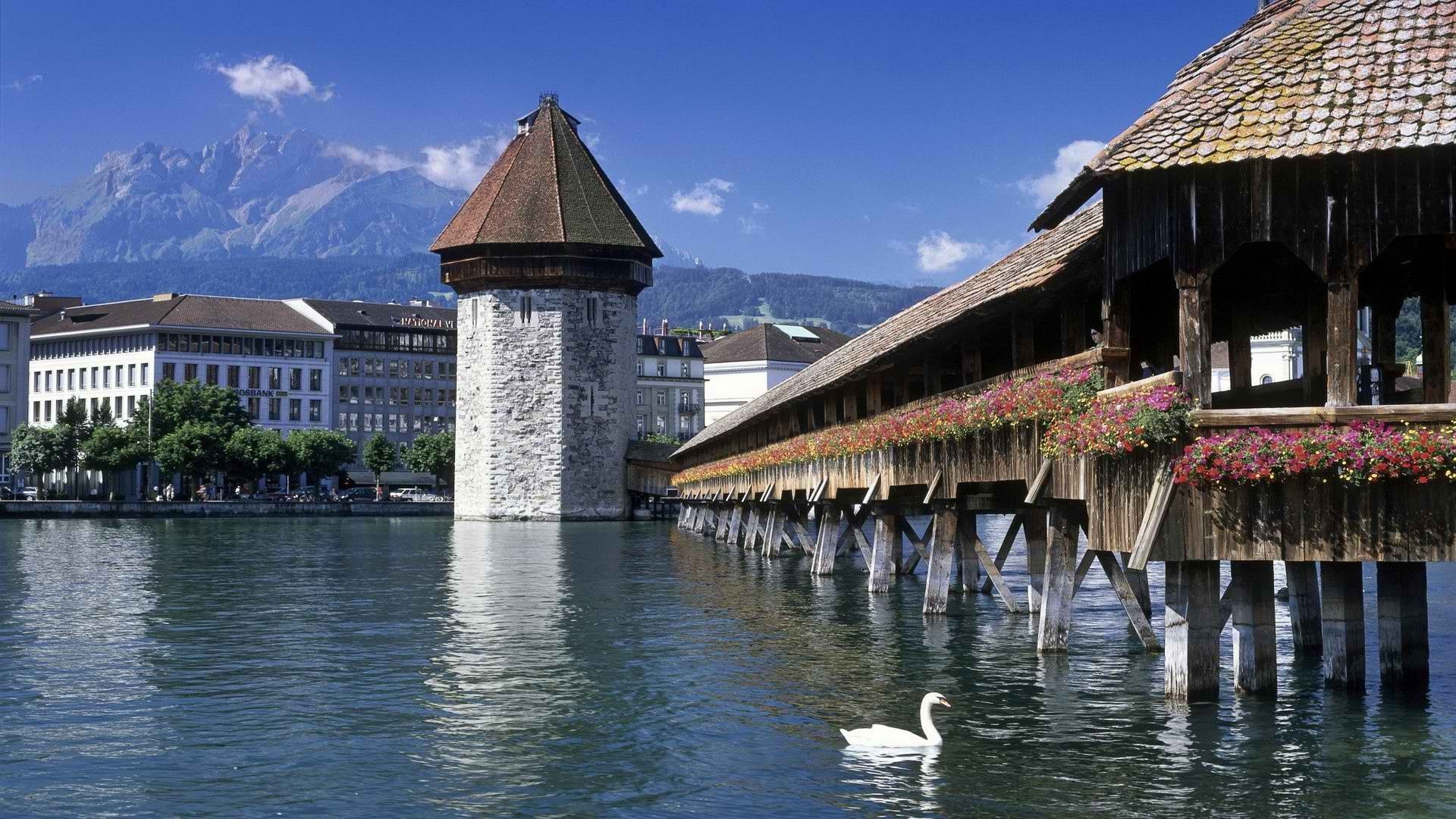 building, river, farm, white, blue