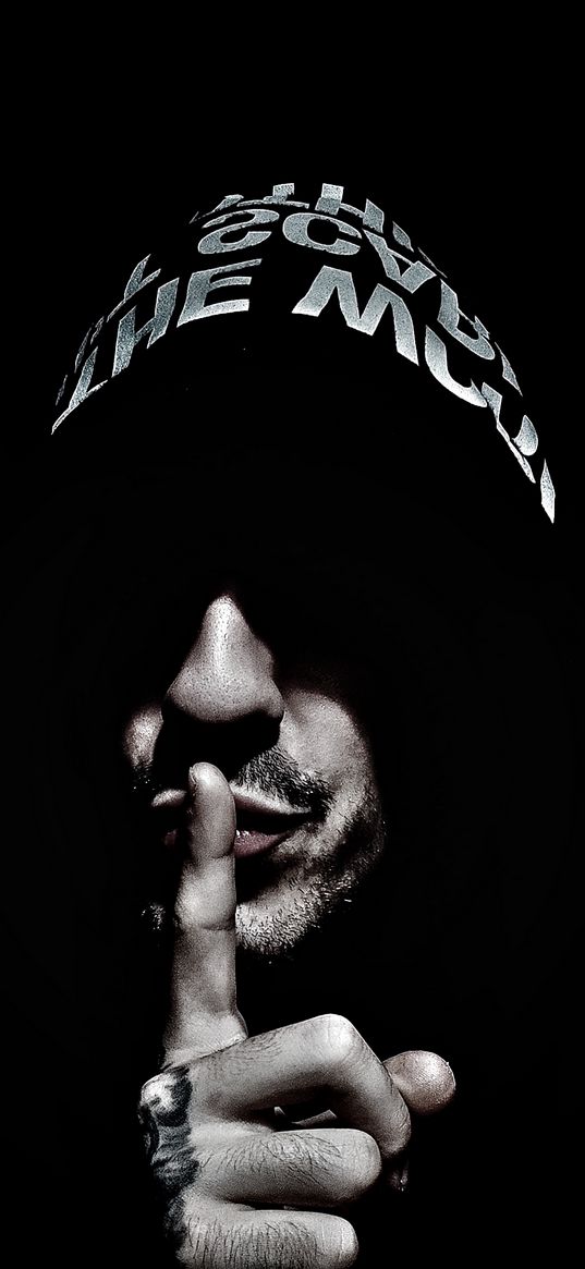 man, finger, quiet, hood, minimalism