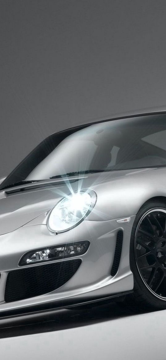 porsche, car, ride, silver, sporty