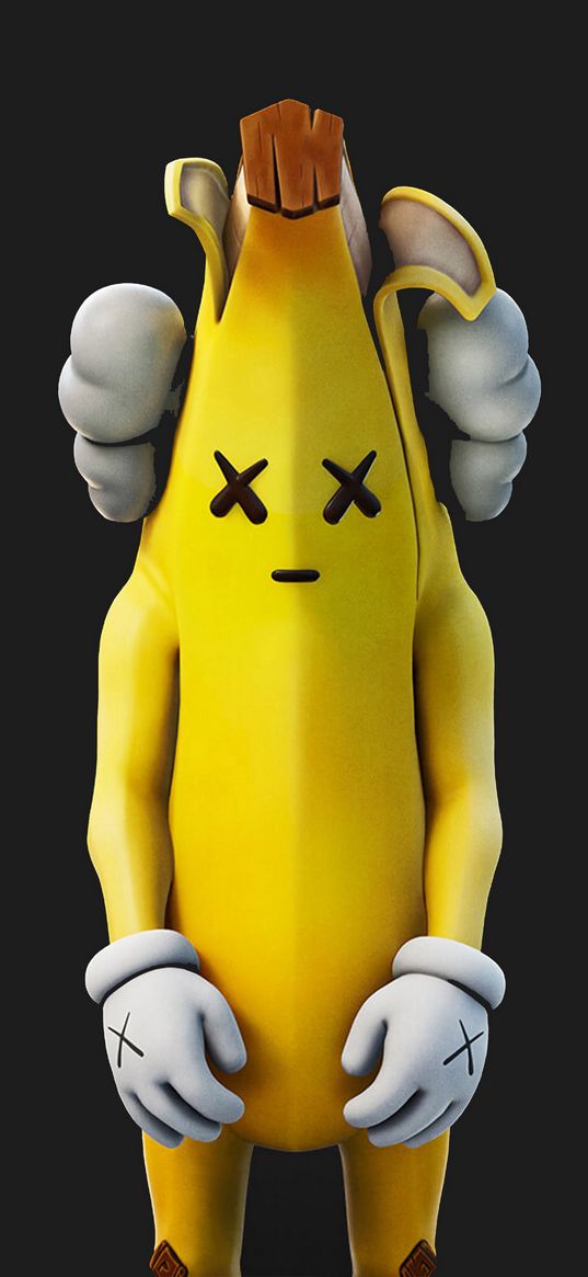 kaws, banana, man, character, digital art