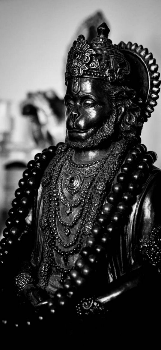 hanuman, god, figurine, dark, religion, india