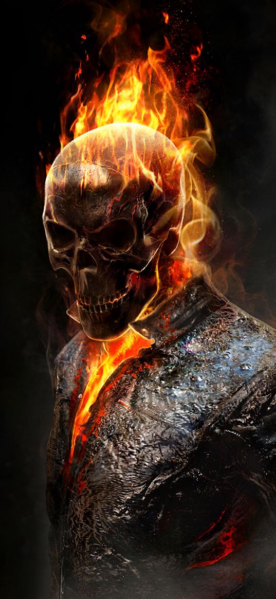 skull, fire, suit, flame