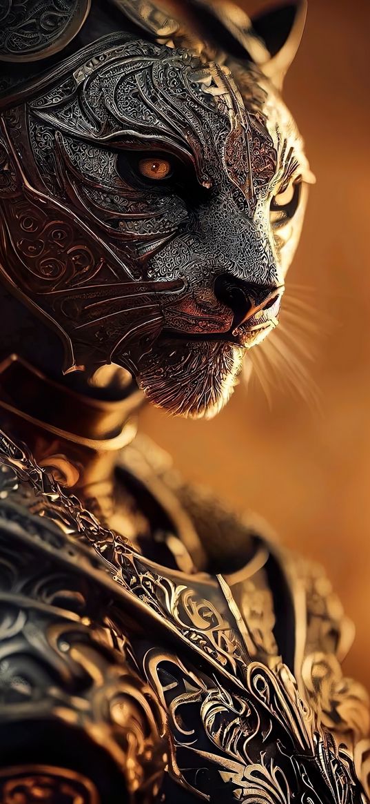 cat, knight, armor, warrior