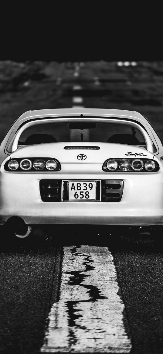 toyota supra, toyota, white car, road, lane