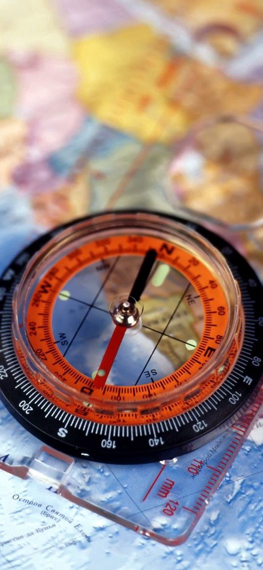 map, compass, blue, close-up