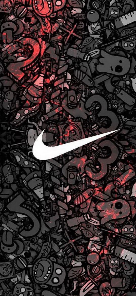 nike, logo, art, pink, grey