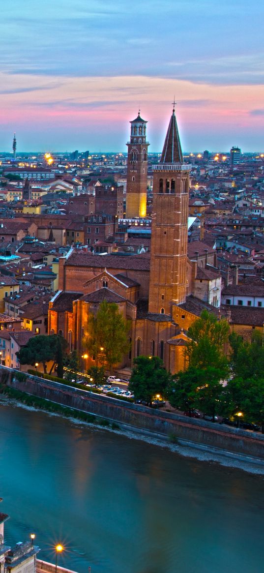 italy, borgo trento verona, water channel, top, skyline