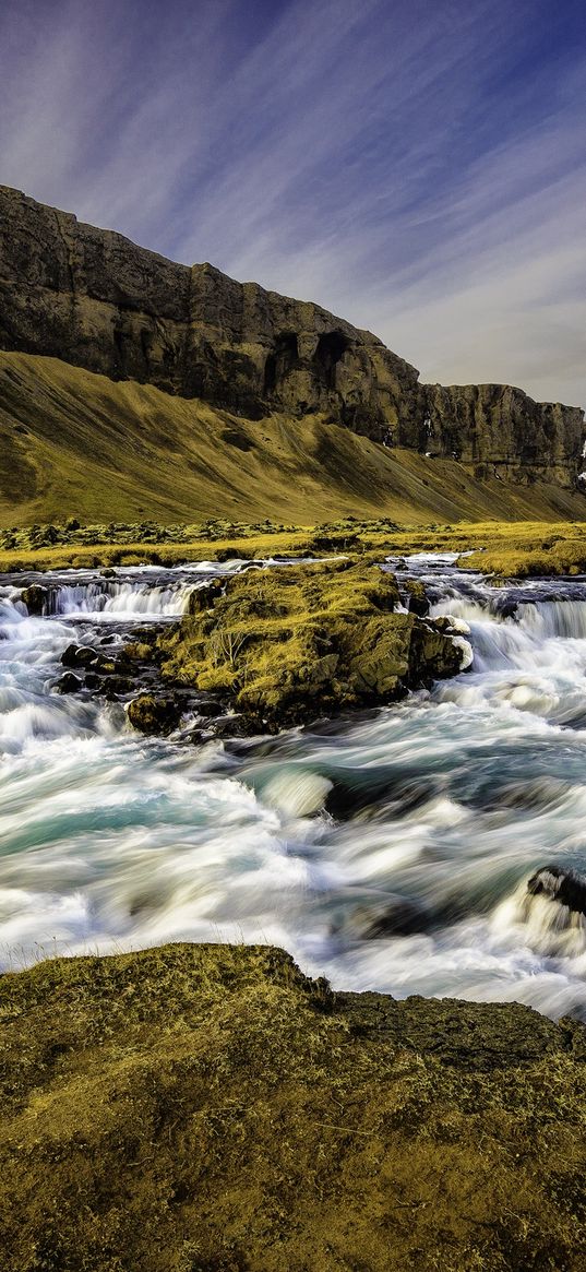 iceland, river, stream, rocks, mountains