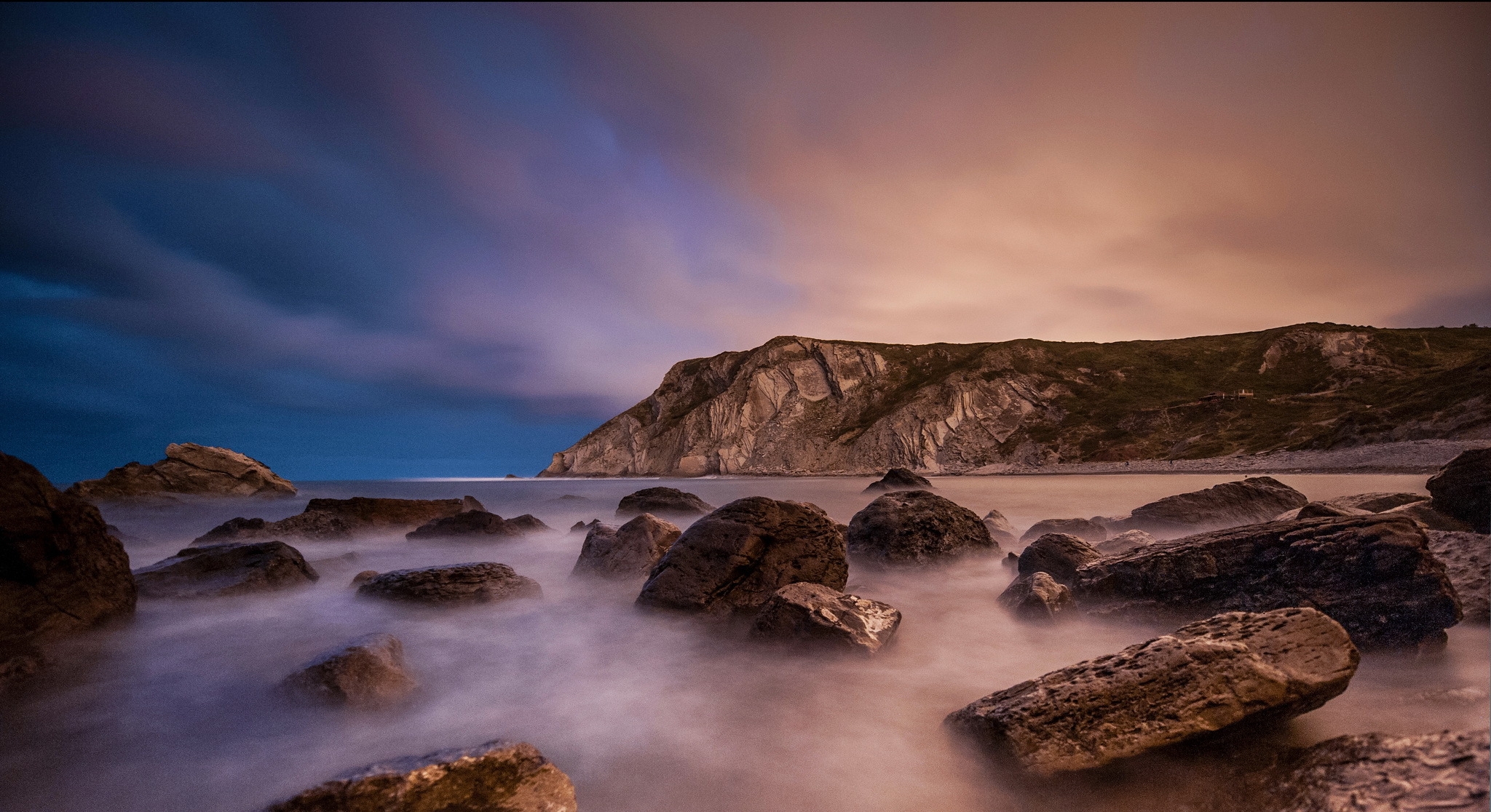 sea, rocks, shore, sky, clouds