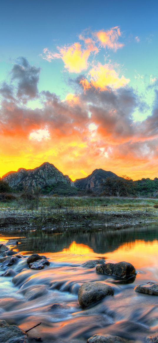 landscape, usa, river, sky, malibu, california, clouds, hdr, nature