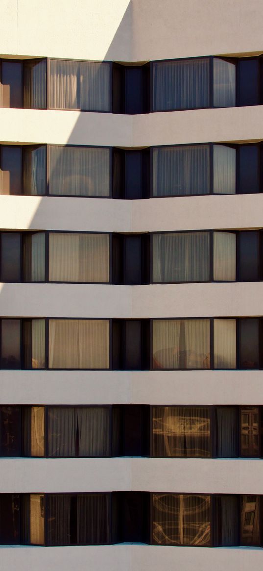 windows, balconies, building, facade, shadows