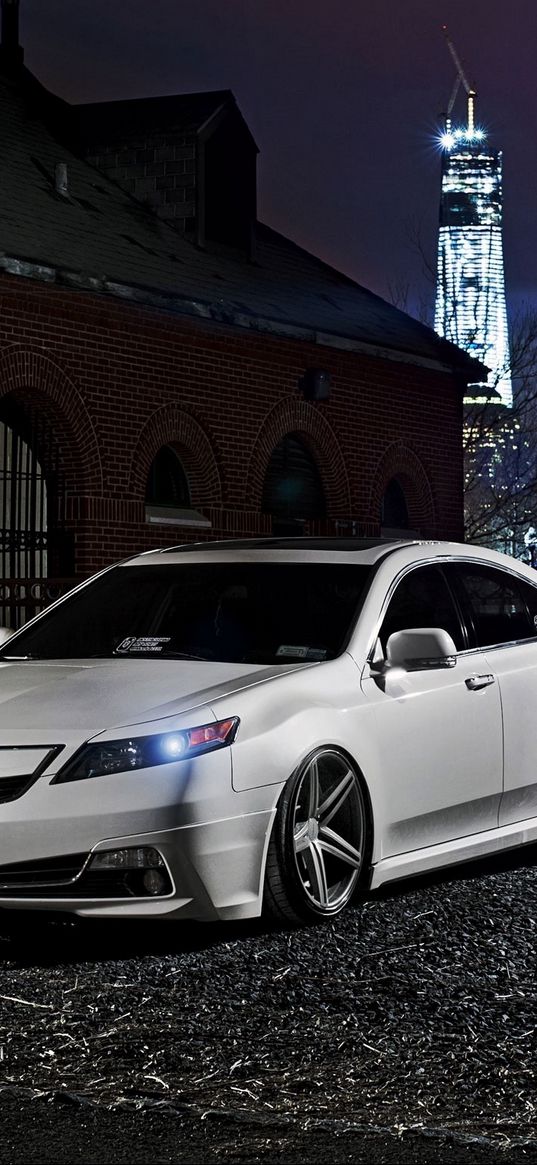 acura, auto, white, style, night