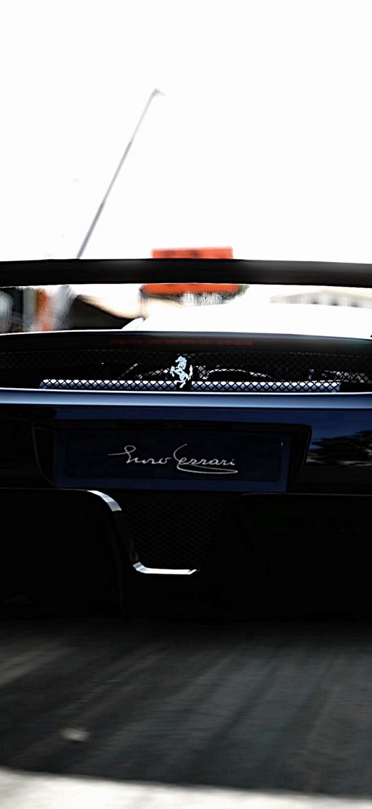 ferrari, supercar, bumper, black