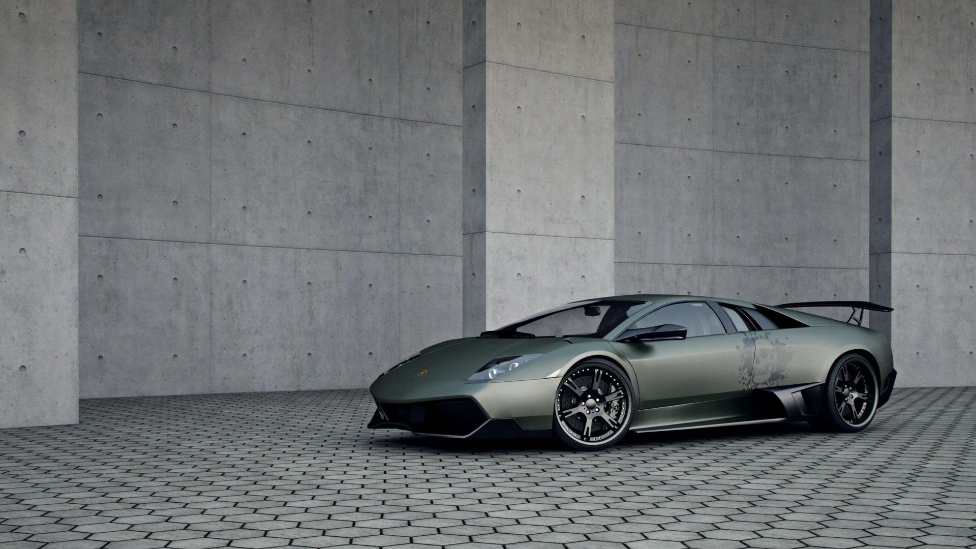 lamborghini murcielago, lp 720, supercar, vinyl, wall, pavement