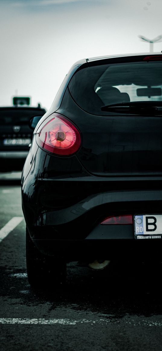 car, fiat, bravo, cinematic, rear lights, black