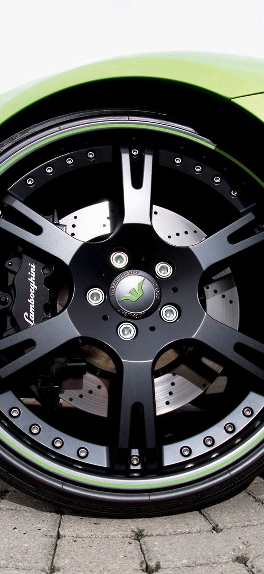 lamborghini, wheel, green