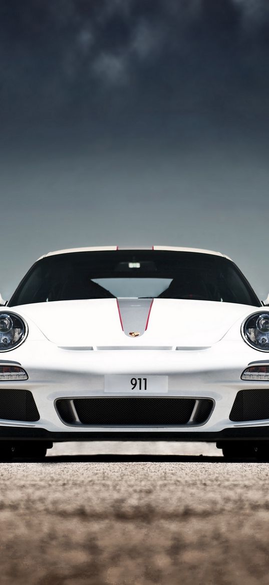 porsche, 911, gt3, rs 4 0, 997, white, sky