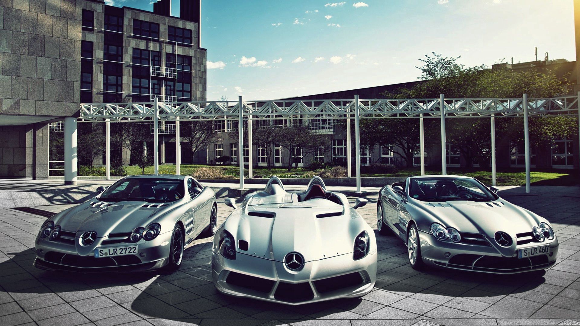 mercedes, three, sports cars, mercedes slr mclaren