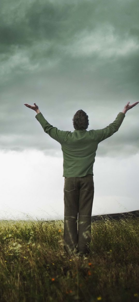 man, please, storm, sky, hands