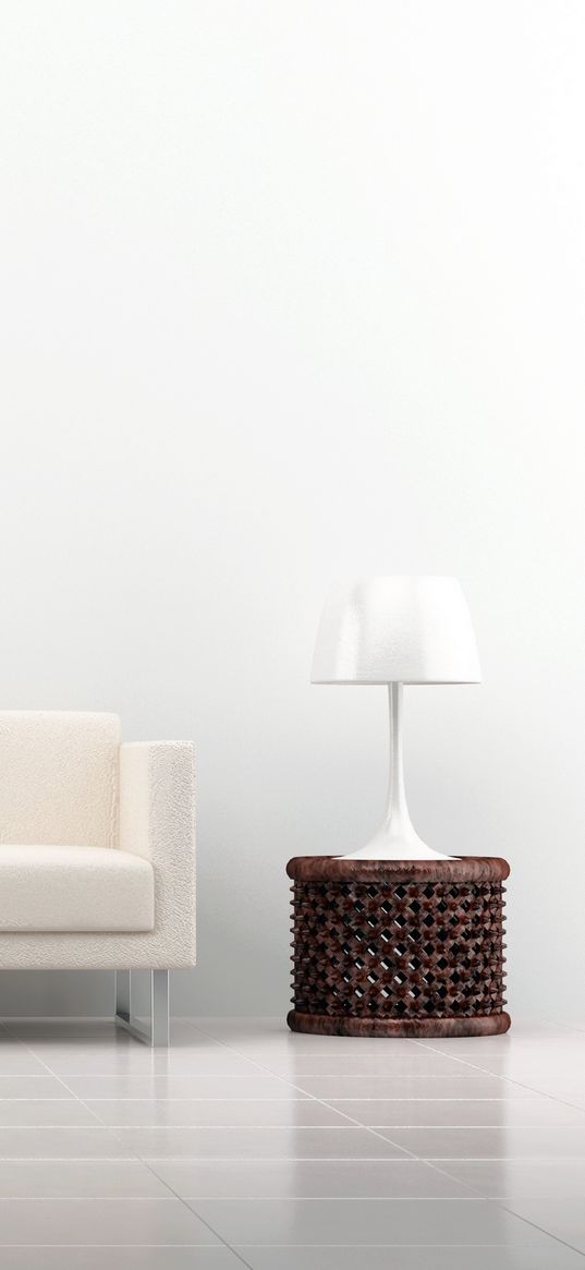 sofa, decoration, interior, vase, lamp, white background