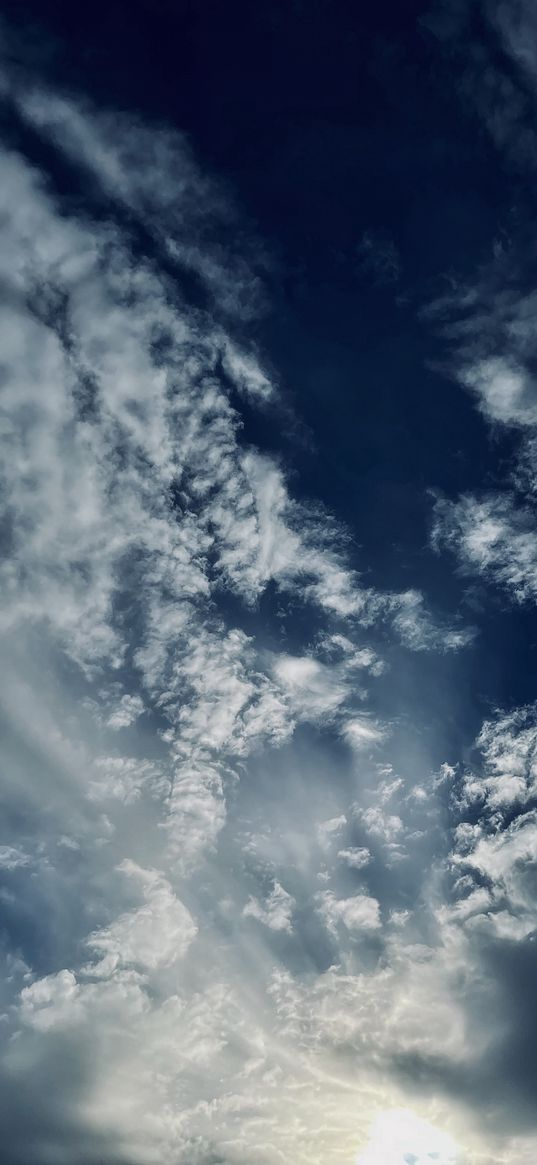 sky, blue, clouds, sunlight, rays