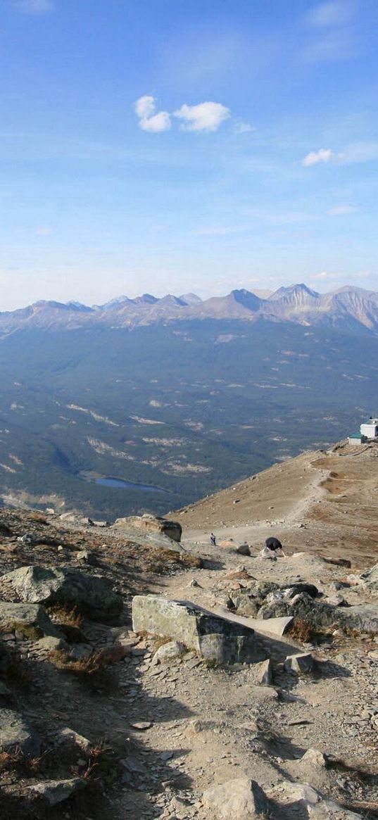 mountains, top, height, stones, track, structure