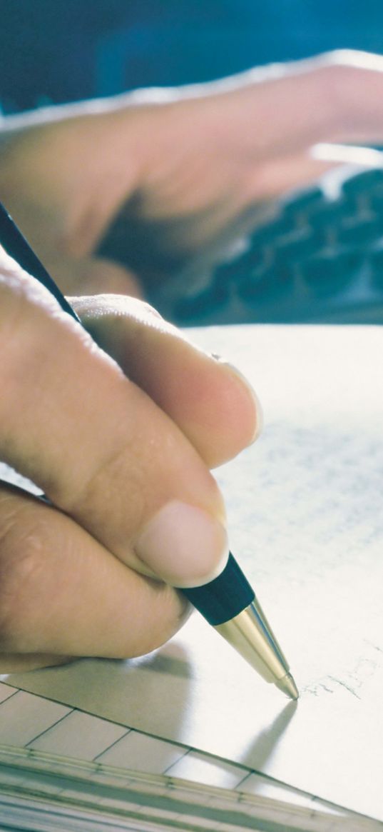 hand, writing, pen, calculator