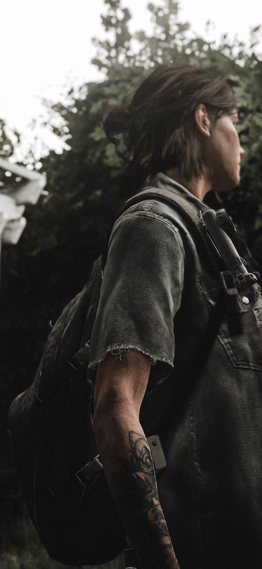 ellie, the last of us, game, character, tattoo, apocalypse, dark