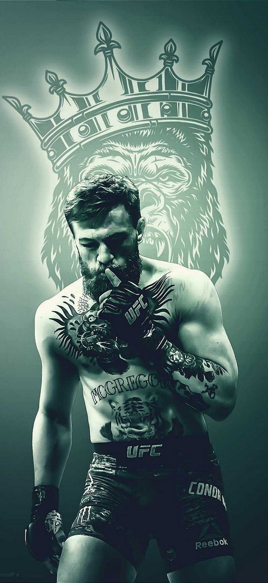 conor mcgregor, fighter, ufc, tattoo, monkey, crown