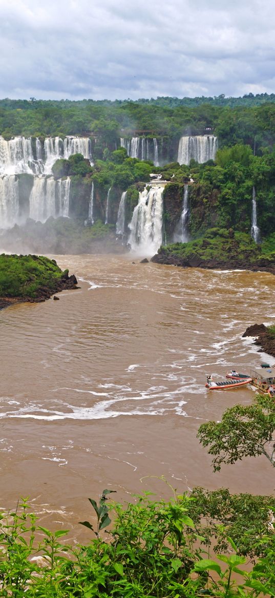 waterfalls, brazil, river, landscape, iguazu, nature