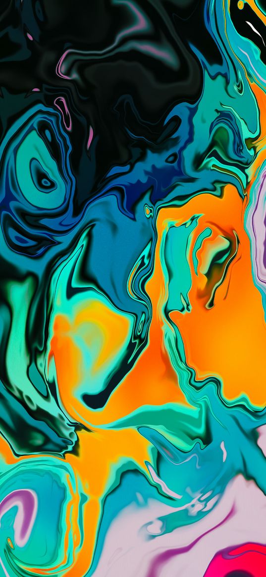 paints, mixing, streaks, multicolored, abstraction