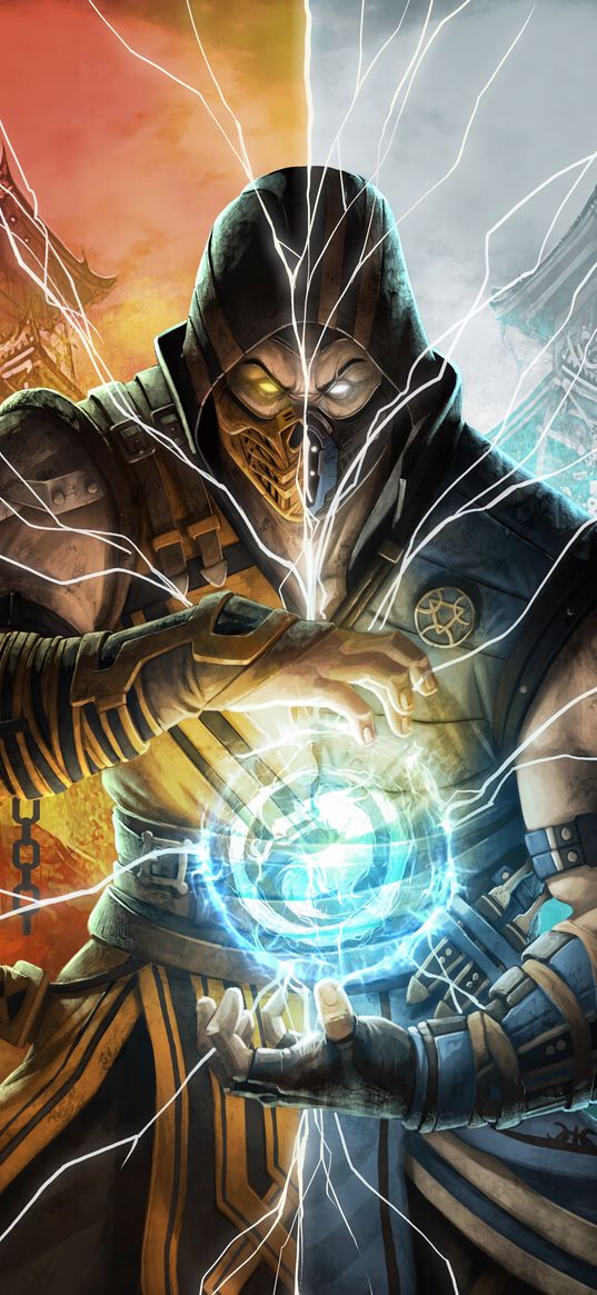 mortal kombat, sub-zero, scorpion, game, magic, ninja