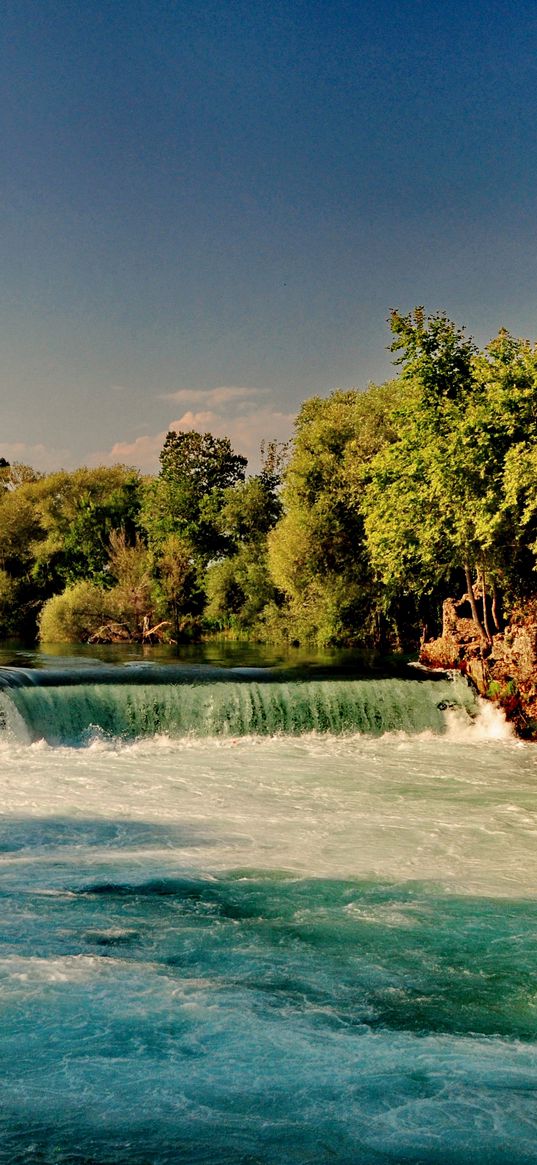 river, waterfall, forest, nature