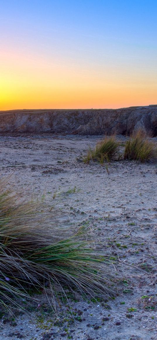 france, brittany, saint-pierre-quiberon, sunset, landscape