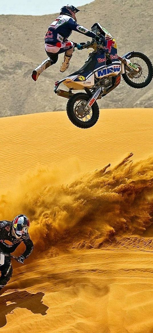 motocross, desert, motorcycle, sand