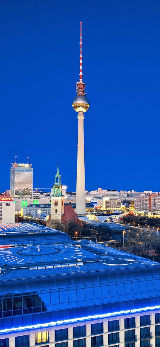 berlin, city, roads, houses, night