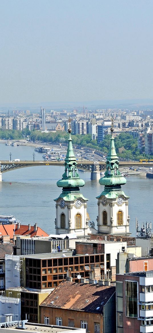 hungary, city, houses, sky, bridge